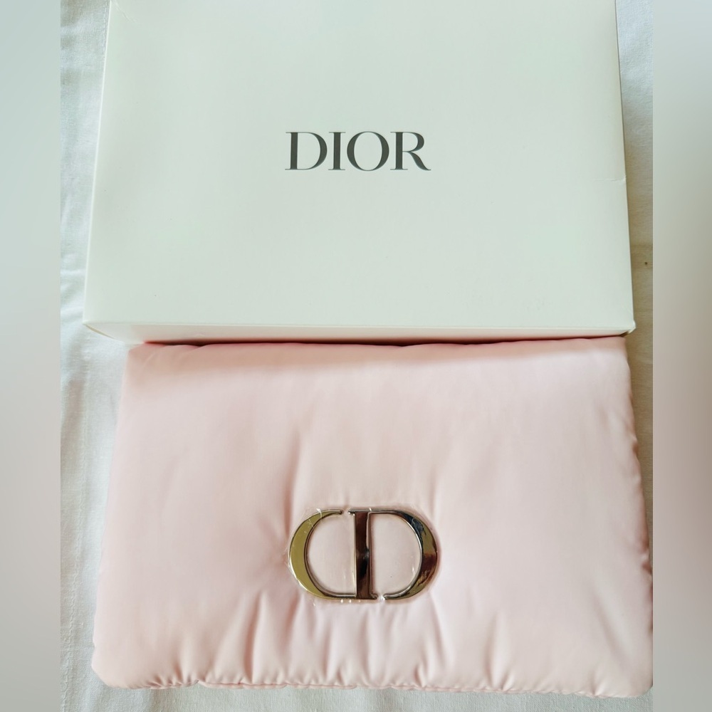 Dior Soft Pink Pillowy fold over Clutch with Silver Logo